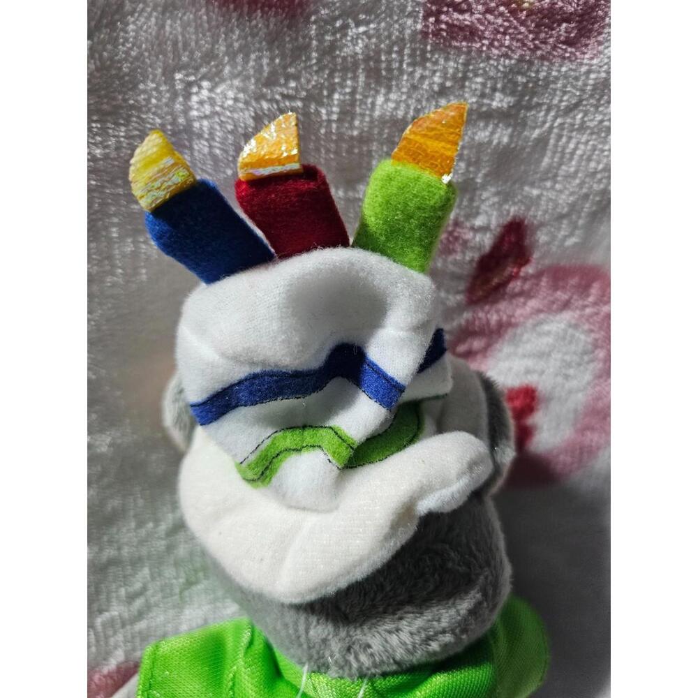 2008 Chuck E Cheese My Birthday Plush Toy Bean Bag Multicolor Cake Hat 11" Pizza - Picture 14 of 15